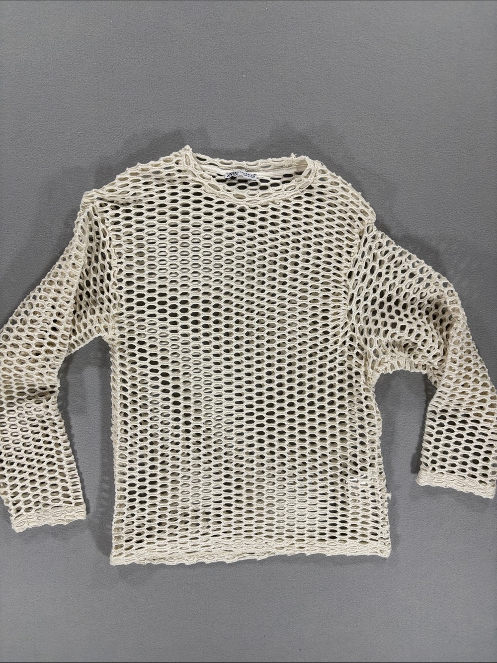 ZARA open -Knit Cream Sweater XL